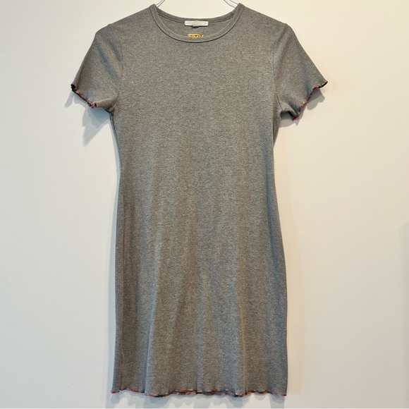Vans Gray Bodycon Ribbed Dress with Rainbow Trim Sz M - Picture 1 of 6